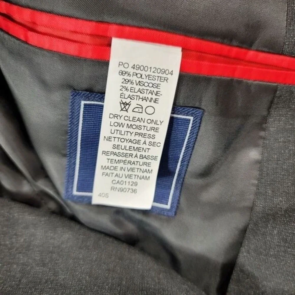 IZOD‎ Charcoal Suit Jacket Mens 40S 40 Stretch Regular Fit Blazer NEW